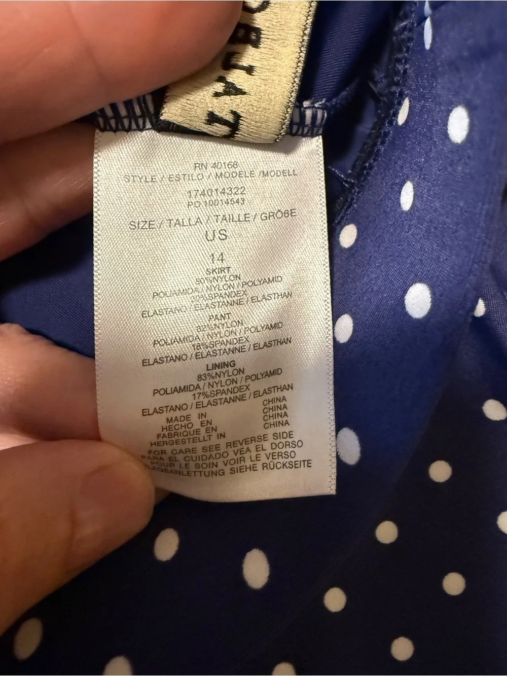 Talbots Miraclesuit NWT Navy White Polka Dot Swim Skirt Bottom Size 14